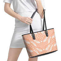 Apricot Mermaid Puakenikeni Maile Lei Leather Tote Bag LT01 - Polynesian Pride