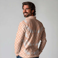 Apricot Mermaid Puakenikeni Maile Lei Long Sleeve Polo Shirt LT01 - Polynesian Pride