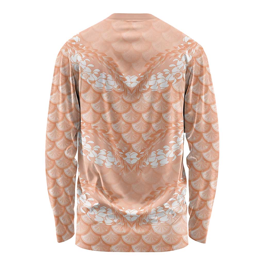 Apricot Mermaid Puakenikeni Maile Lei Long Sleeve Shirt LT01 - Polynesian Pride