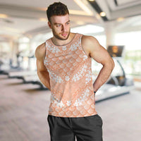 Apricot Mermaid Puakenikeni Maile Lei Men Tank Top LT01 Apricot - Polynesian Pride