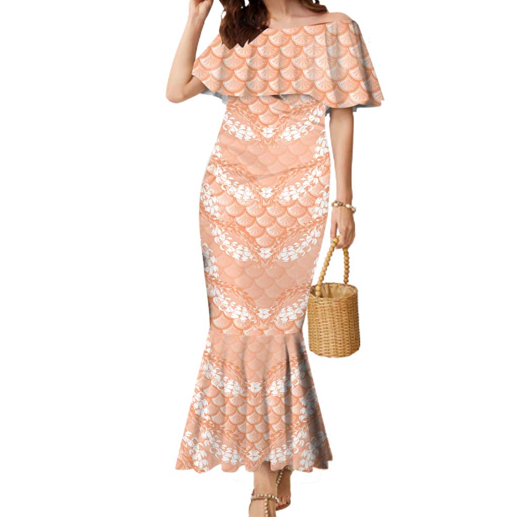 Apricot Mermaid Puakenikeni Maile Lei Mermaid Dress