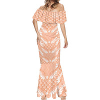 Apricot Mermaid Puakenikeni Maile Lei Mermaid Dress LT01 - Polynesian Pride
