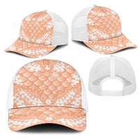 Apricot Mermaid Puakenikeni Maile Lei Mesh Trucker Cap LT01 - Polynesian Pride