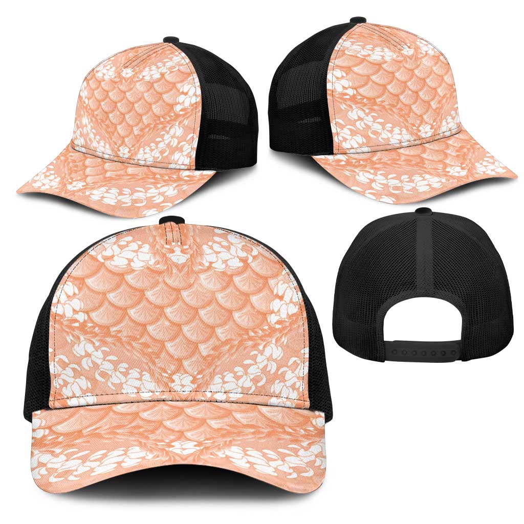 Apricot Mermaid Puakenikeni Maile Lei Mesh Trucker Cap LT01 - Polynesian Pride