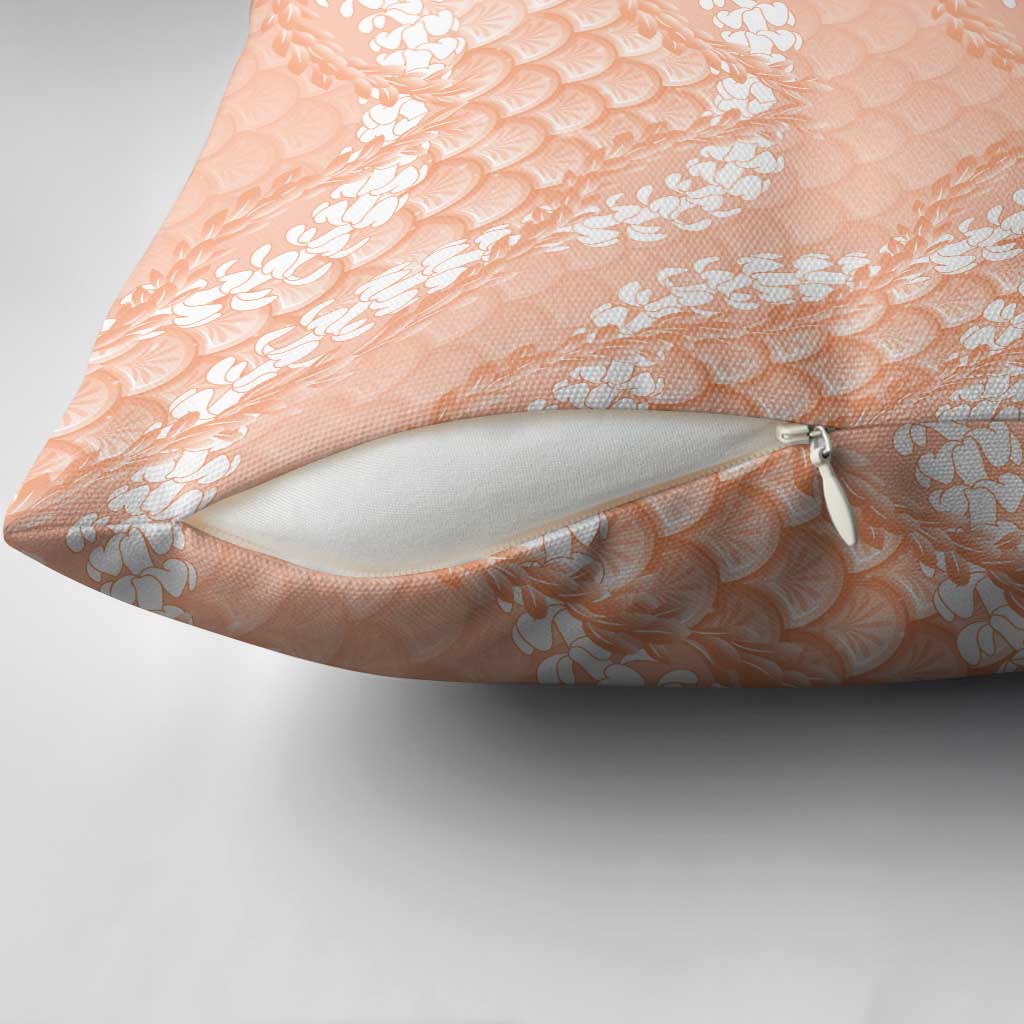 Apricot Mermaid Puakenikeni Maile Lei Pillow Cover LT01 - Polynesian Pride