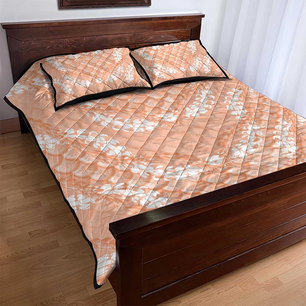 Apricot Mermaid Puakenikeni Maile Lei Quilt Bed Set LT01 - Polynesian Pride