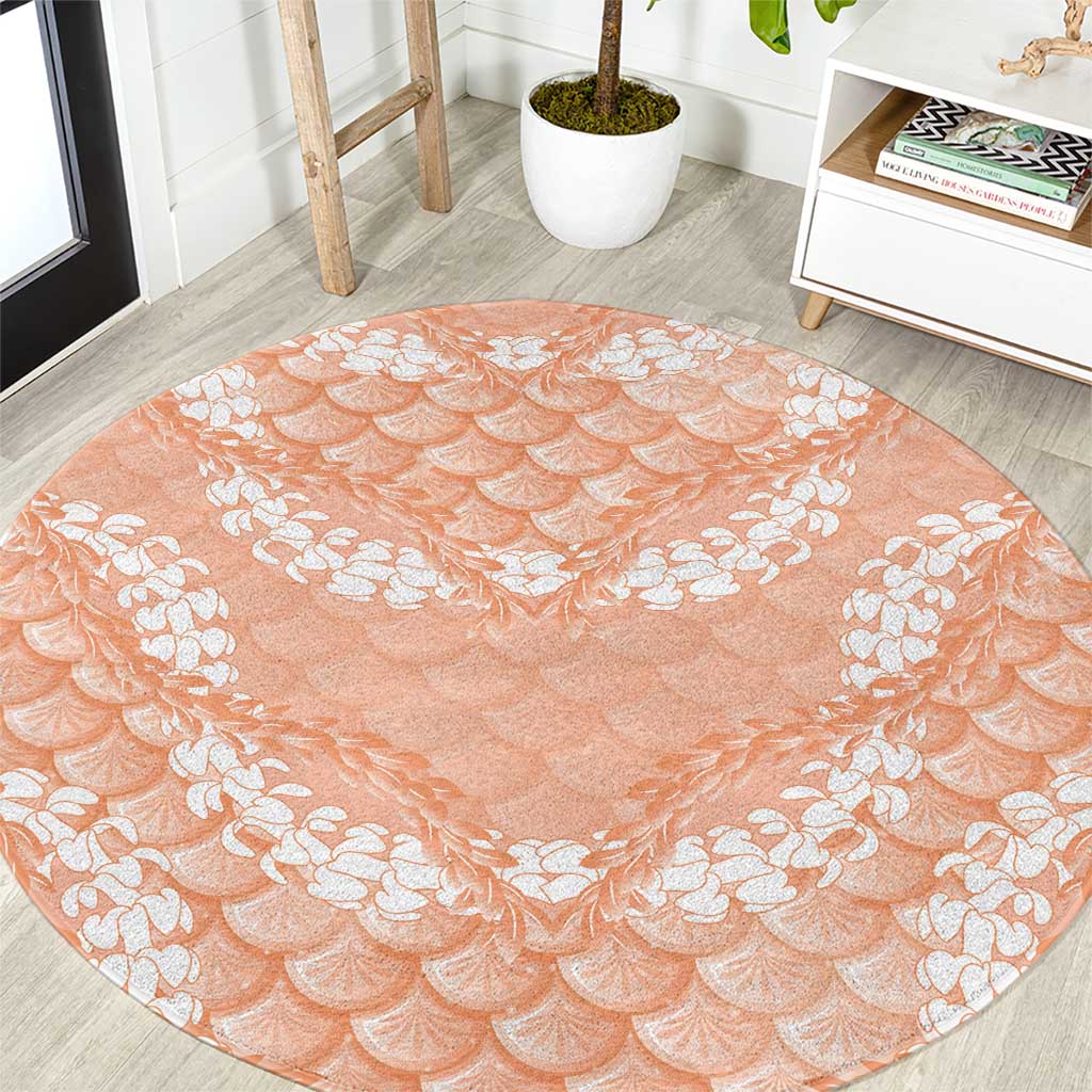 Apricot Mermaid Puakenikeni Maile Lei Round Carpet LT01 Apricot - Polynesian Pride