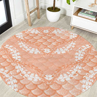 Apricot Mermaid Puakenikeni Maile Lei Round Carpet LT01 Apricot - Polynesian Pride