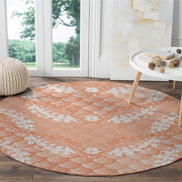 Apricot Mermaid Puakenikeni Maile Lei Round Carpet LT01 - Polynesian Pride