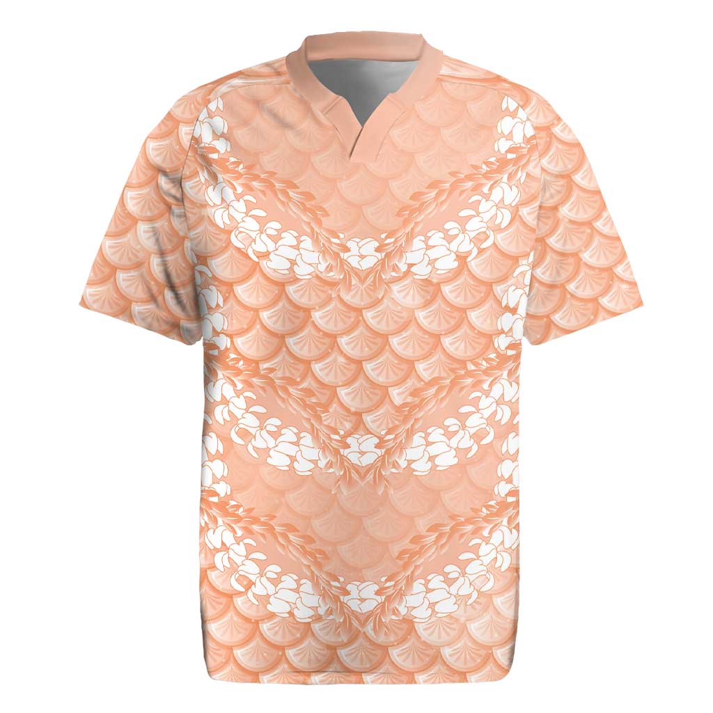 Apricot Mermaid Puakenikeni Maile Lei Rugby Jersey LT01 Apricot - Polynesian Pride