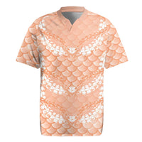 Apricot Mermaid Puakenikeni Maile Lei Rugby Jersey LT01 Apricot - Polynesian Pride