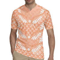 Apricot Mermaid Puakenikeni Maile Lei Rugby Jersey LT01 - Polynesian Pride
