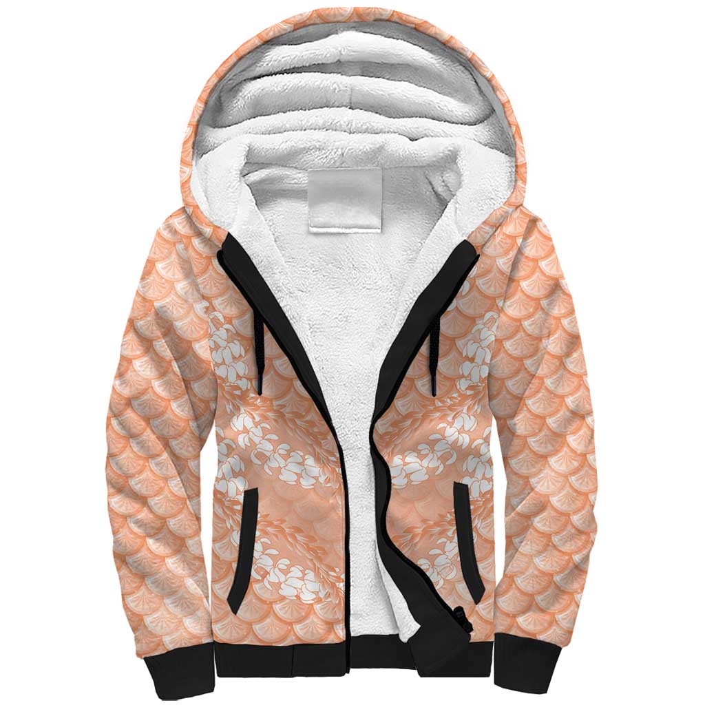 Apricot Mermaid Puakenikeni Maile Lei Sherpa Hoodie LT01 Unisex Apricot - Polynesian Pride