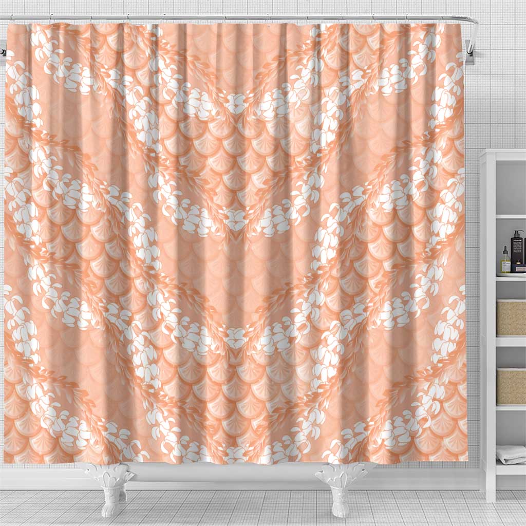 Apricot Mermaid Puakenikeni Maile Lei Shower Curtain LT01 - Polynesian Pride