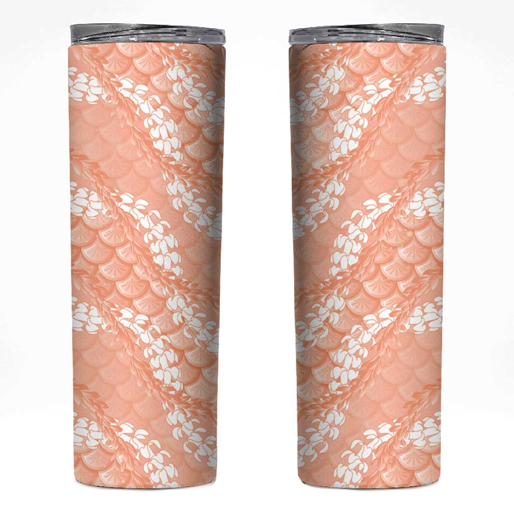 Apricot Mermaid Puakenikeni Maile Lei Skinny Tumbler