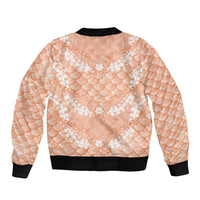Apricot Mermaid Puakenikeni Maile Lei Sleeve Zip Bomber Jacket LT01 - Polynesian Pride
