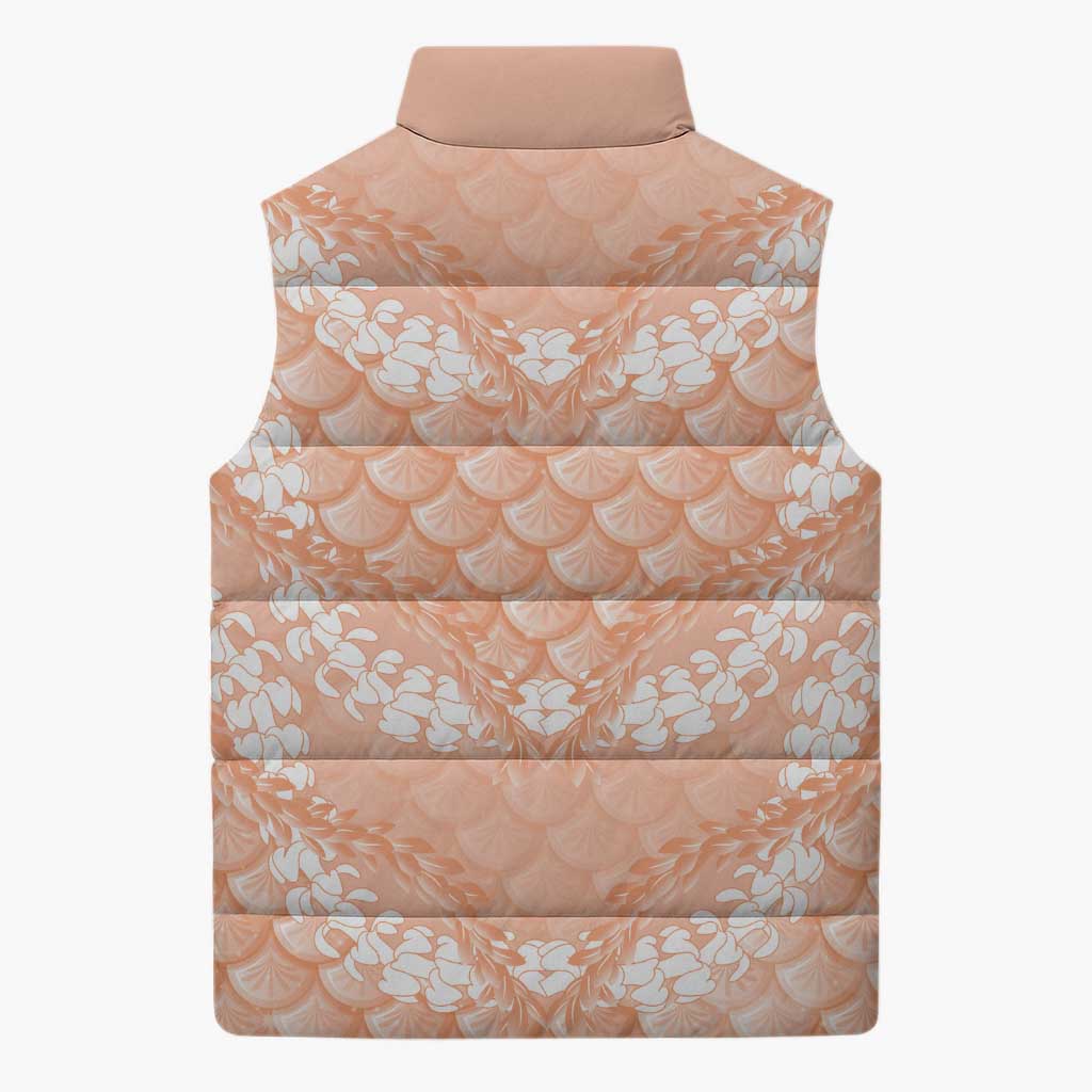 Apricot Mermaid Puakenikeni Maile Lei Sleeveless Puffer Jacket LT01 - Polynesian Pride