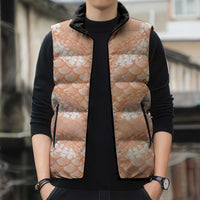 Apricot Mermaid Puakenikeni Maile Lei Sleeveless Puffer Jacket LT01 - Polynesian Pride