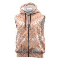 Apricot Mermaid Puakenikeni Maile Lei Sleeveless Zip Hoodie LT01 Apricot - Polynesian Pride