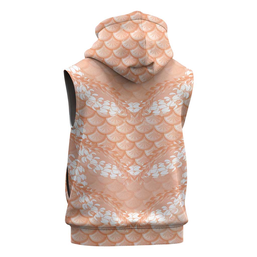 Apricot Mermaid Puakenikeni Maile Lei Sleeveless Zip Hoodie LT01 - Polynesian Pride