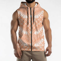 Apricot Mermaid Puakenikeni Maile Lei Sleeveless Zip Hoodie LT01 - Polynesian Pride