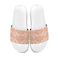 Apricot Mermaid Puakenikeni Maile Lei Slide Sandals LT01 Apricot - Polynesian Pride