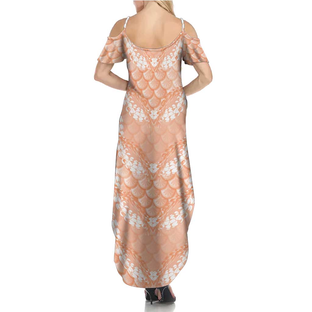 Apricot Mermaid Puakenikeni Maile Lei Summer Maxi Dress LT01 - Polynesian Pride