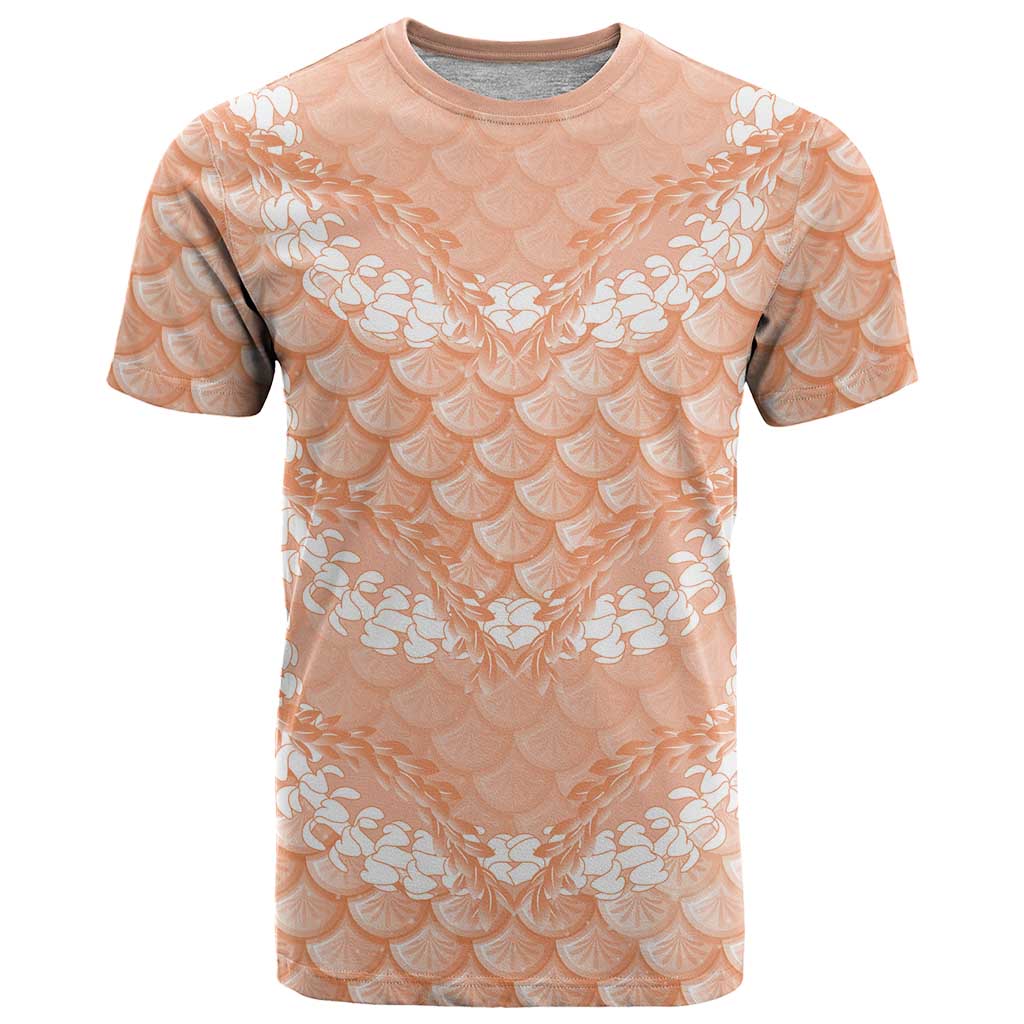 Apricot Mermaid Puakenikeni Maile Lei T Shirt LT01 Apricot - Polynesian Pride