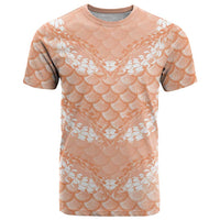 Apricot Mermaid Puakenikeni Maile Lei T Shirt LT01 Apricot - Polynesian Pride