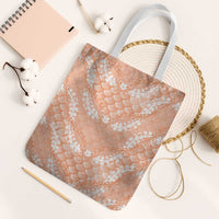 Apricot Mermaid Puakenikeni Maile Lei Tote Bag LT01 White Strap One Size Apricot - Polynesian Pride