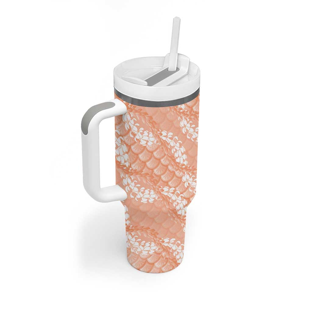 Apricot Mermaid Puakenikeni Maile Lei Tumbler With Handle LT01 - Polynesian Pride