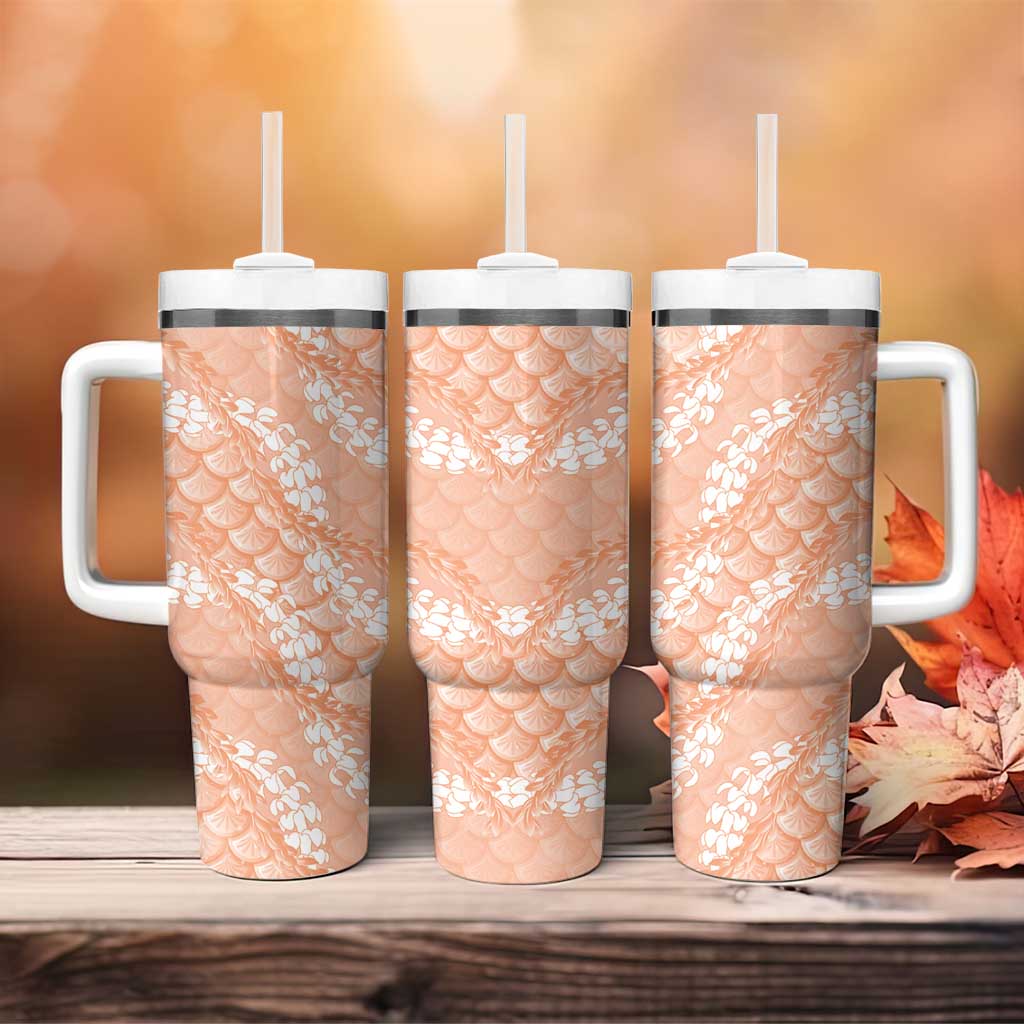 Apricot Mermaid Puakenikeni Maile Lei Tumbler With Handle LT01 - Polynesian Pride
