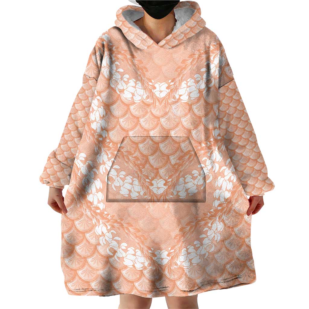 Apricot Mermaid Puakenikeni Maile Lei Wearable Blanket Hoodie LT01 - Polynesian Pride