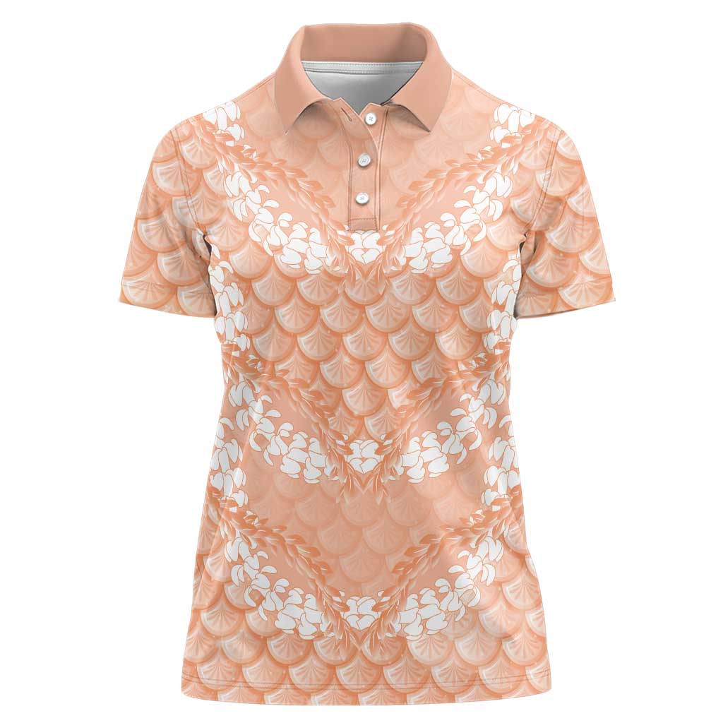 Apricot Mermaid Puakenikeni Maile Lei Women Polo Shirt