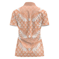 Apricot Mermaid Puakenikeni Maile Lei Women Polo Shirt LT01 - Polynesian Pride