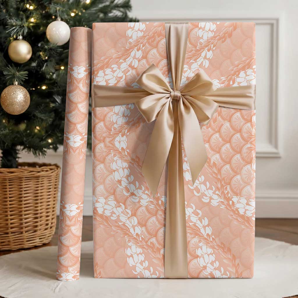 Apricot Mermaid Puakenikeni Maile Lei Wrapping Paper LT01 - Polynesian Pride