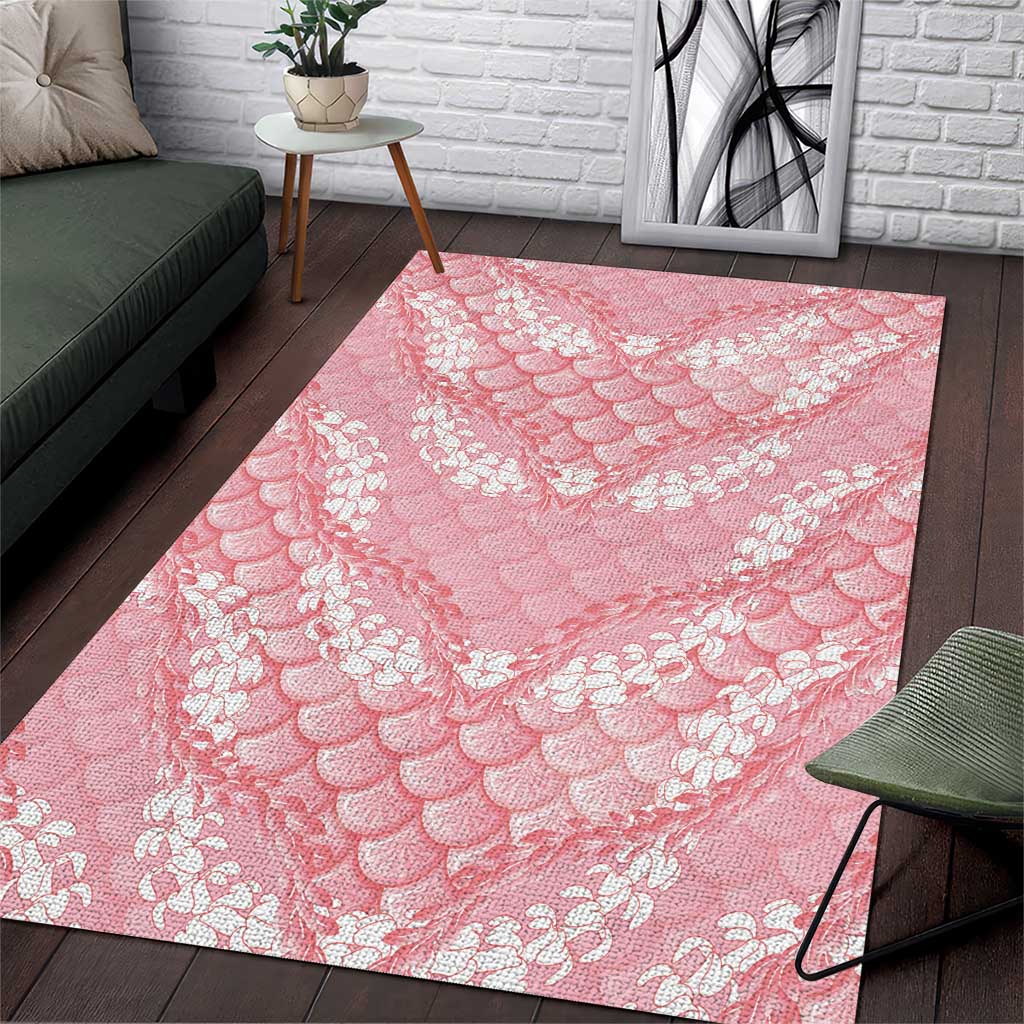 Soft Pink Mermaid Puakenikeni Maile Lei Area Rug LT01 Pink - Polynesian Pride
