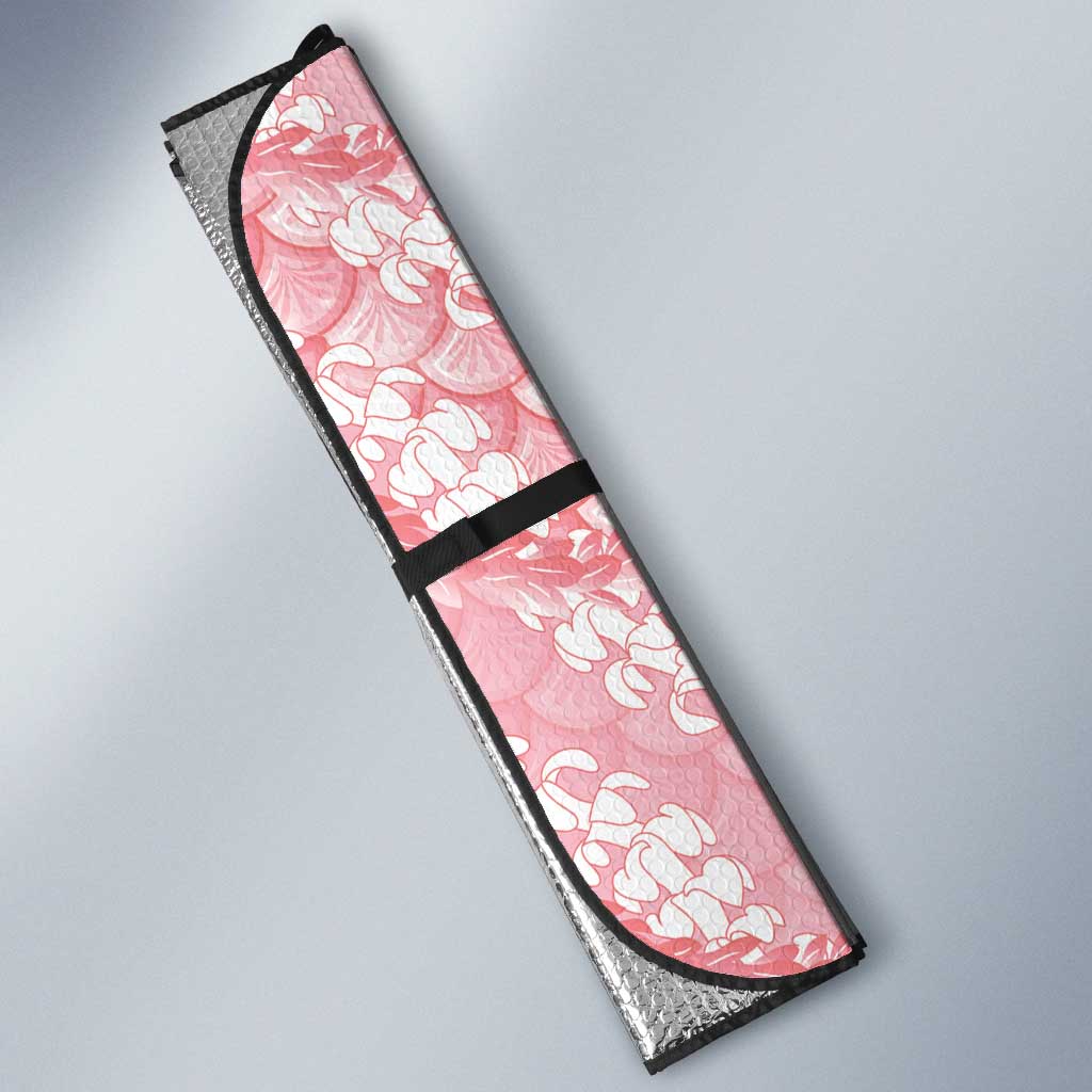 Soft Pink Mermaid Puakenikeni Maile Lei Auto Sun Shade LT01 - Polynesian Pride