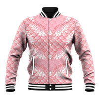 Soft Pink Mermaid Puakenikeni Maile Lei Baseball Jacket LT01 Unisex Pink - Polynesian Pride
