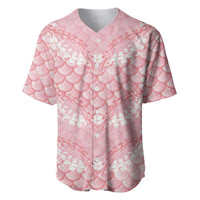 Soft Pink Mermaid Puakenikeni Maile Lei Baseball Jersey LT01 Pink - Polynesian Pride