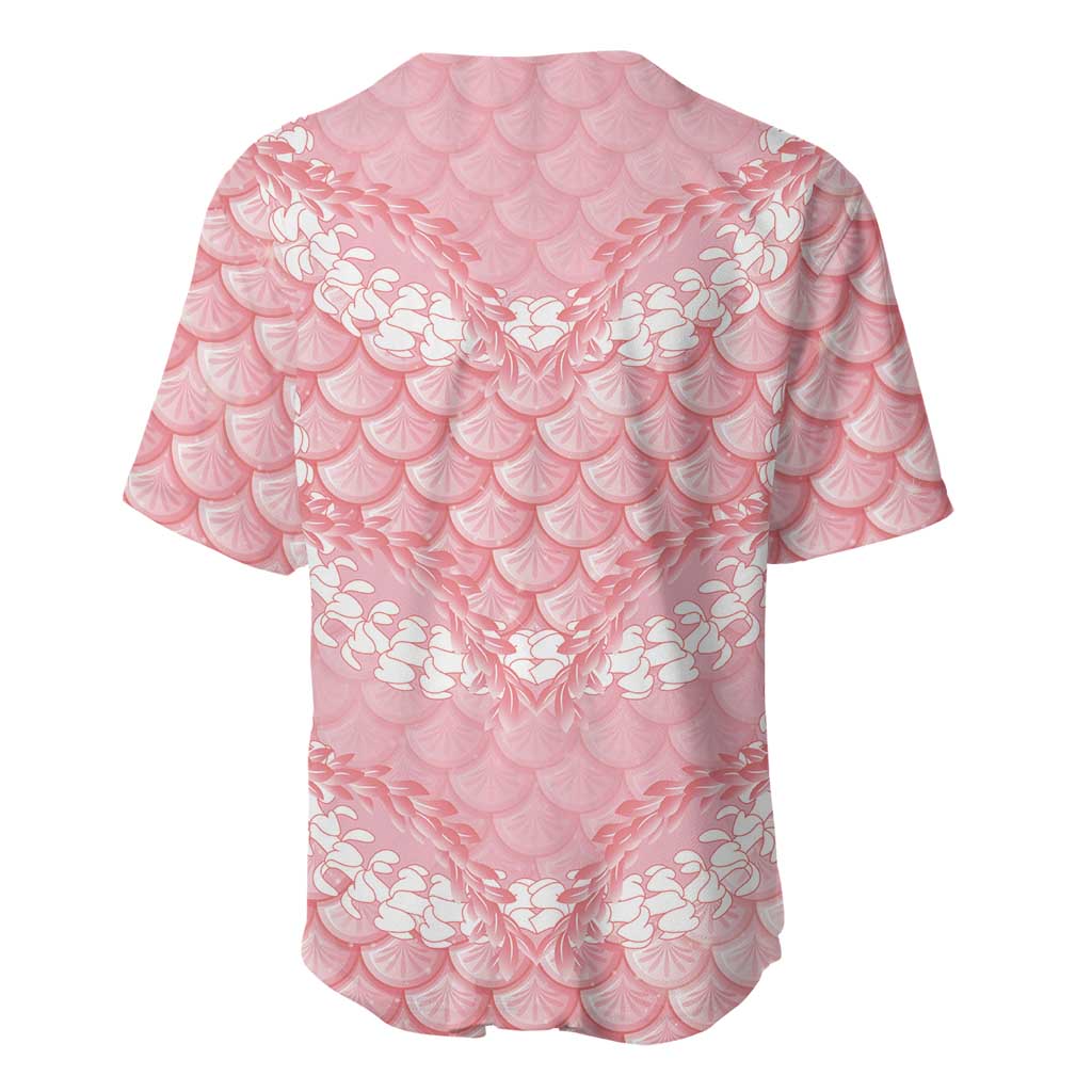 Soft Pink Mermaid Puakenikeni Maile Lei Baseball Jersey LT01 - Polynesian Pride