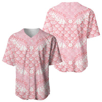 Soft Pink Mermaid Puakenikeni Maile Lei Baseball Jersey LT01 - Polynesian Pride