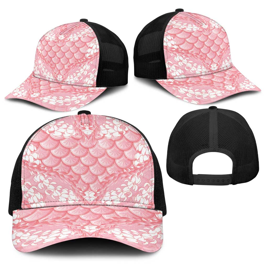 Soft Pink Mermaid Puakenikeni Maile Lei Baseball Net Cap LT01 - Polynesian Pride