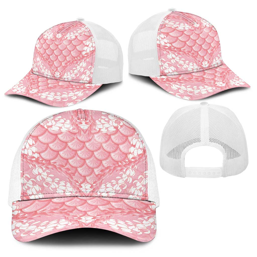 Soft Pink Mermaid Puakenikeni Maile Lei Baseball Net Cap LT01 - Polynesian Pride