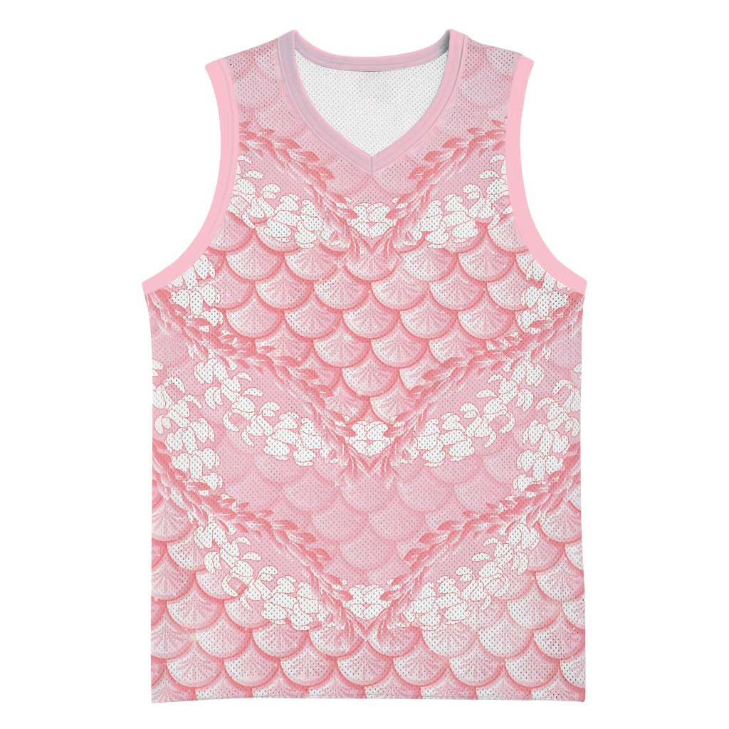 Soft Pink Mermaid Puakenikeni Maile Lei Basketball Jersey LT01 Unisex Pink - Polynesian Pride