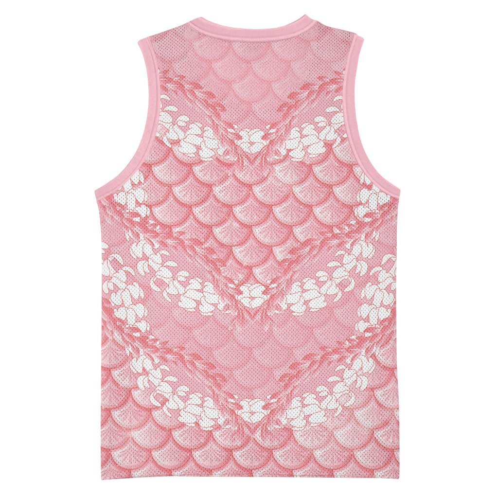 Soft Pink Mermaid Puakenikeni Maile Lei Basketball Jersey LT01 - Polynesian Pride