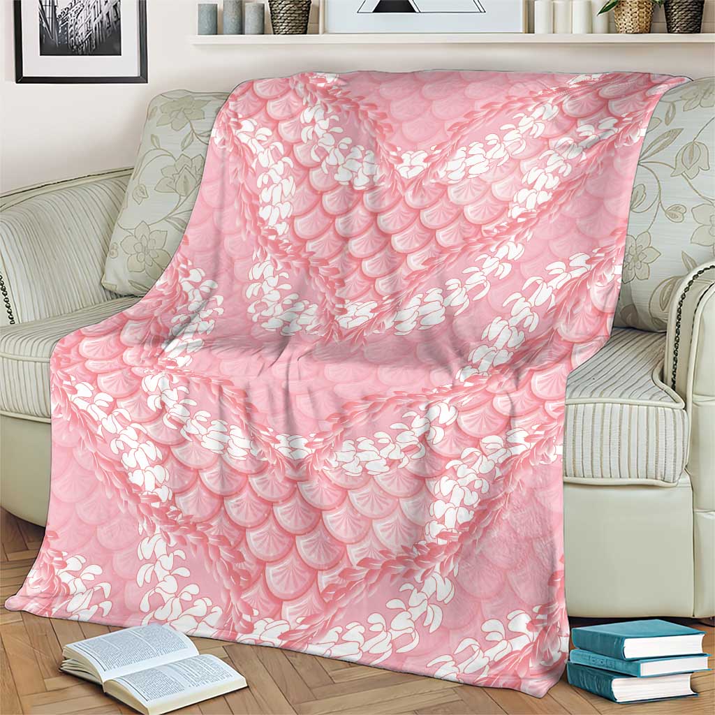 Soft Pink Mermaid Puakenikeni Maile Lei Blanket LT01 - Polynesian Pride