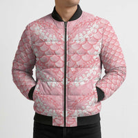 Soft Pink Mermaid Puakenikeni Maile Lei Bomber Puffer Jacket LT01 - Polynesian Pride