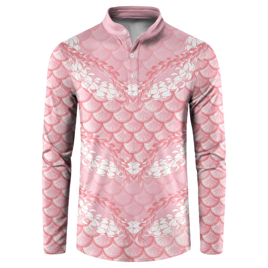 Soft Pink Mermaid Puakenikeni Maile Lei Button Sweatshirt LT01 Pink - Polynesian Pride