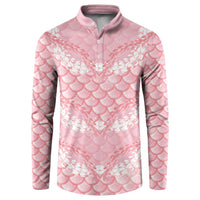Soft Pink Mermaid Puakenikeni Maile Lei Button Sweatshirt LT01 Pink - Polynesian Pride